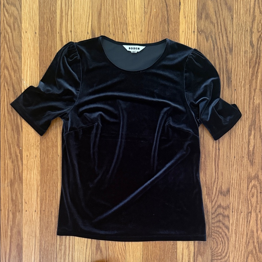 Boden Velvet Party Tee - Black Short Sleeve Top
